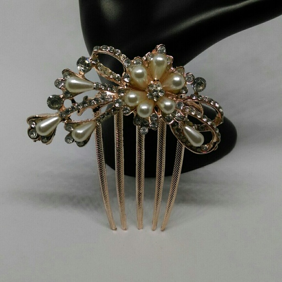 BRAND NEW FAUX PEARL & CRYSTAL COMB - Picture 3 of 4